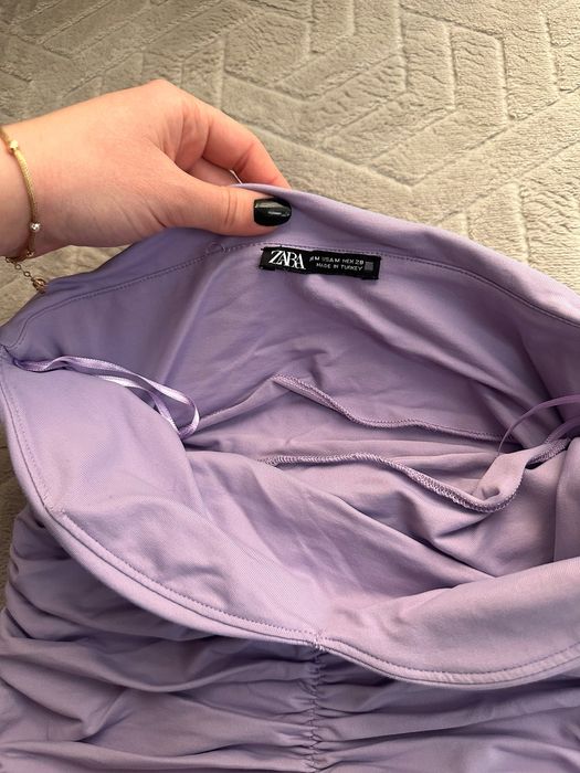 ZARA  рокля без презрамки – пастелно лилава
