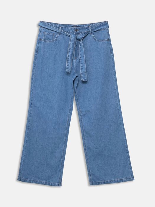 Дамски дънки с висока талия и коланче