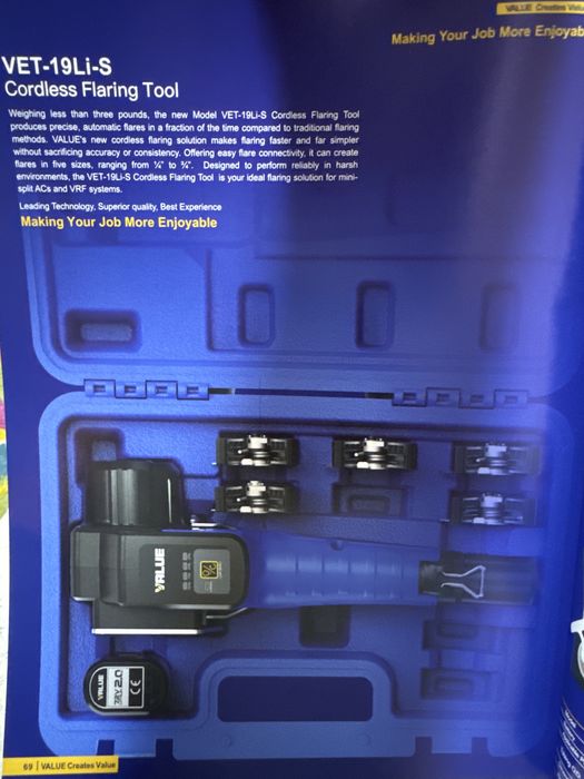 Trusa  presa masina aparat bercluit electrica pe baterie vet-19li-s seria noua teava cupru aer conditionat frigmacool magazin frigotehnie usb c
