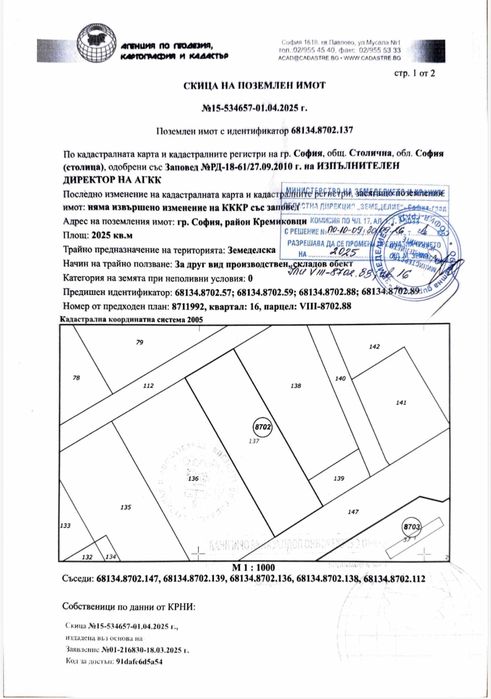 Парцел с лице 26м.и площ от 2025 кв.м на Чепинско шосе от Собственик
