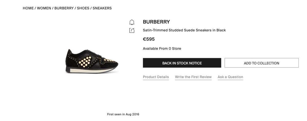 Burberry Sneakers Adidasi Studded Suede Black Mahogany Marime 35