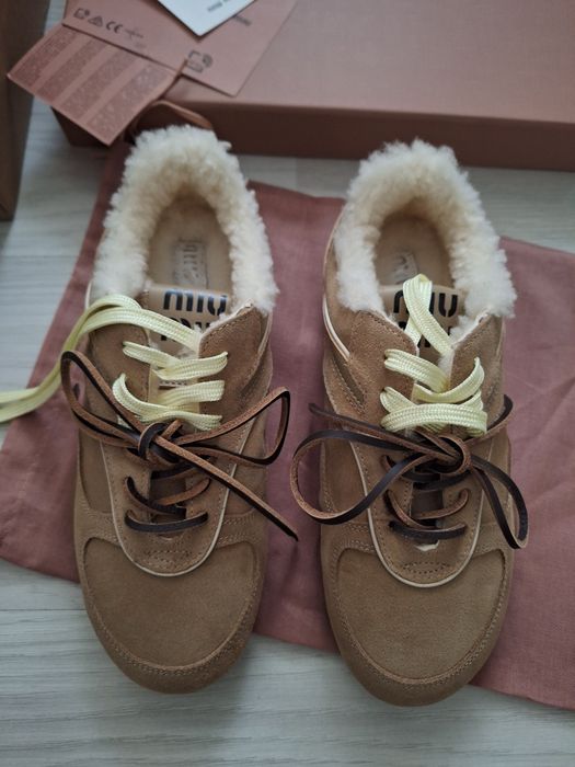 Miu Miu Gymnasium suede/ shearling sneakers