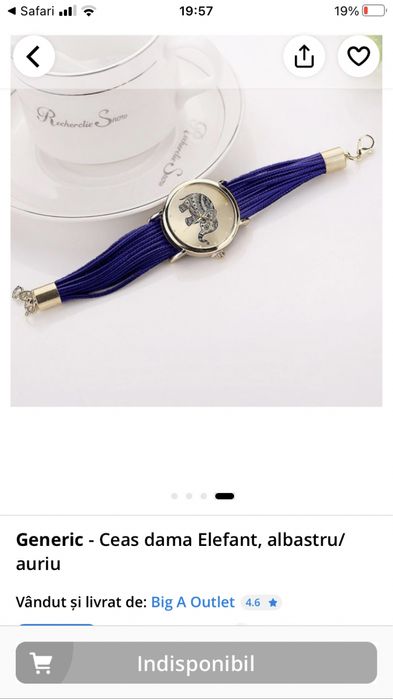 Ceas de Dama Bratara impletita Handmade Model Elefant