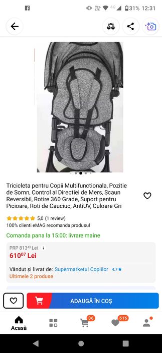 Tricicleta / carucior copii ( de la 9.luni la 5 ani ) Little Bird mult