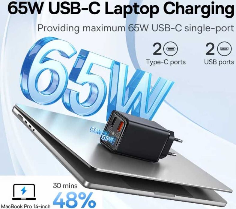 Новая запечатанная Baseus 65W Gan 6 Pro Fast Charger 4 в 1 кабель 100W