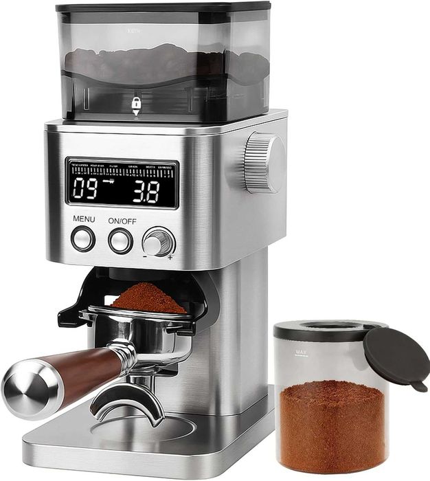 Râșniță de cafea electrică Homtone, râșniță de cafea din oțel inoxidabil cu afișaj LCD
