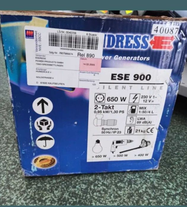 Generator de curent Endress ESE 900, 650 W. (NOU)