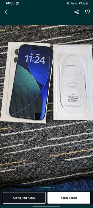 IPHONE 17 o'zi rangi oq batareya 96%