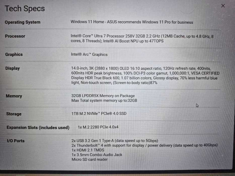 Лаптоп ASUS Vivobook S 14 OLED S5406SA , 32 GB, 1TB