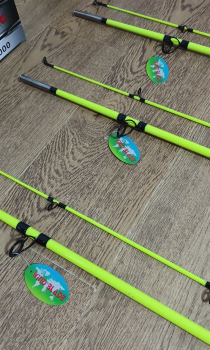 SET 3 Lansete FIBRA PLINA 2.40m WIND BLADE + 3 Mulinete SAIMINO X6000