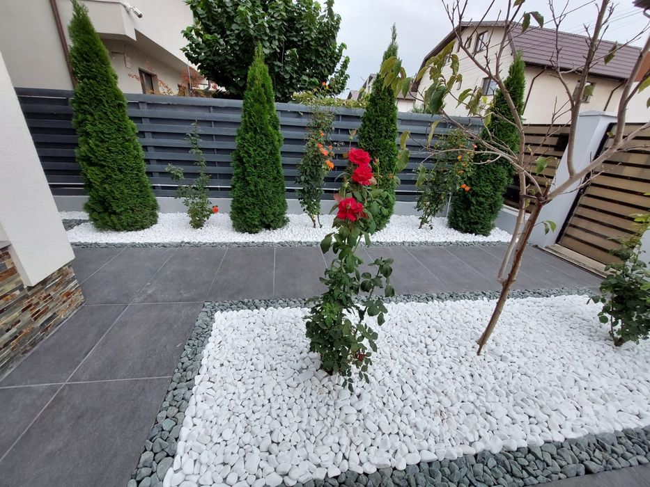 Piatra decorativa Marmura Alba Thasos Pietricele gradina  amenajari