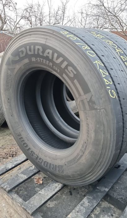 2 Anvelope Camion Directie Bridgestone 315/80 R22.5 Stare Impecabilă.