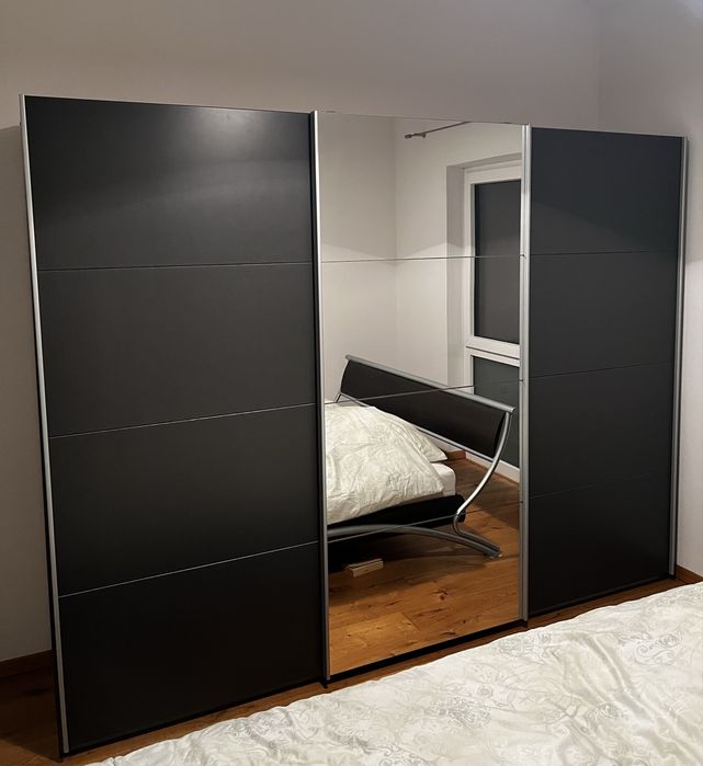 Dressing/Dulap 270/212/68 cm 3 usi culisante gri antracit si oglinda