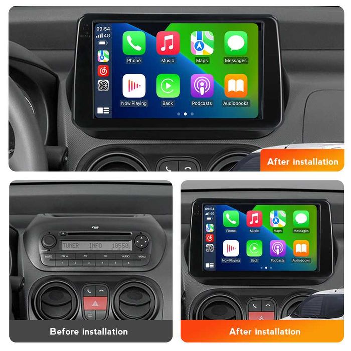 Navigatie Android 14 Citroen NEMO BIPPER QUBO Waze CarPlay + CAMERA