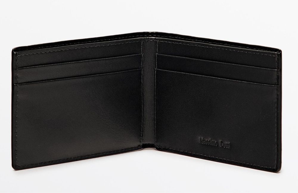 Massimo Dutti Хоризонтален кожен портфейл от естествена напа