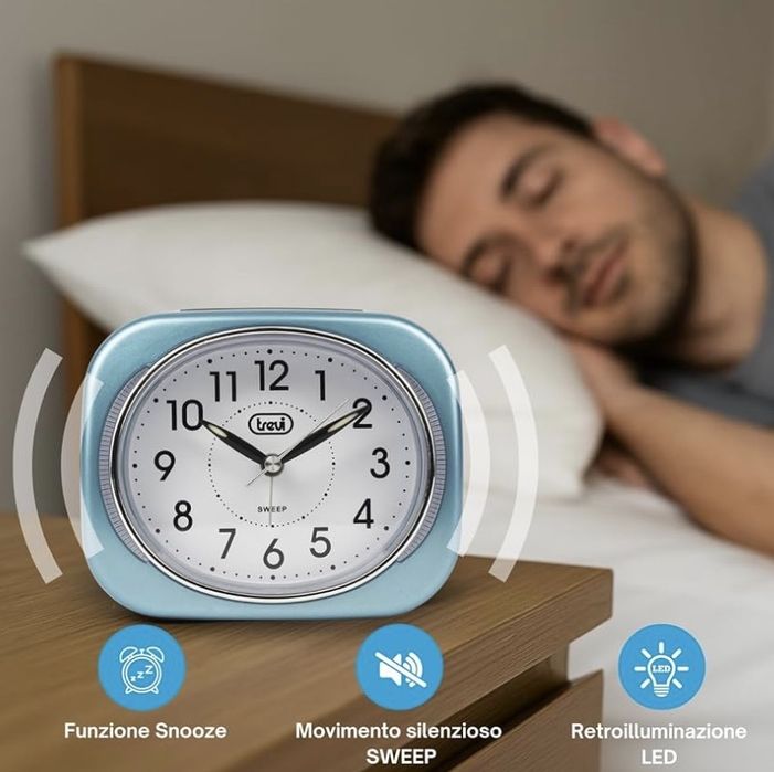 Ceas deșteptător Trevi Retro de noptieră cu lumină LED