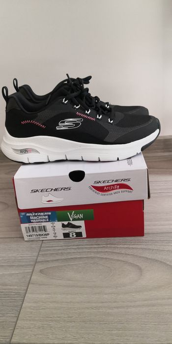 Skechers, Pantofi sport Arch Fit, Alb, Negru, 38