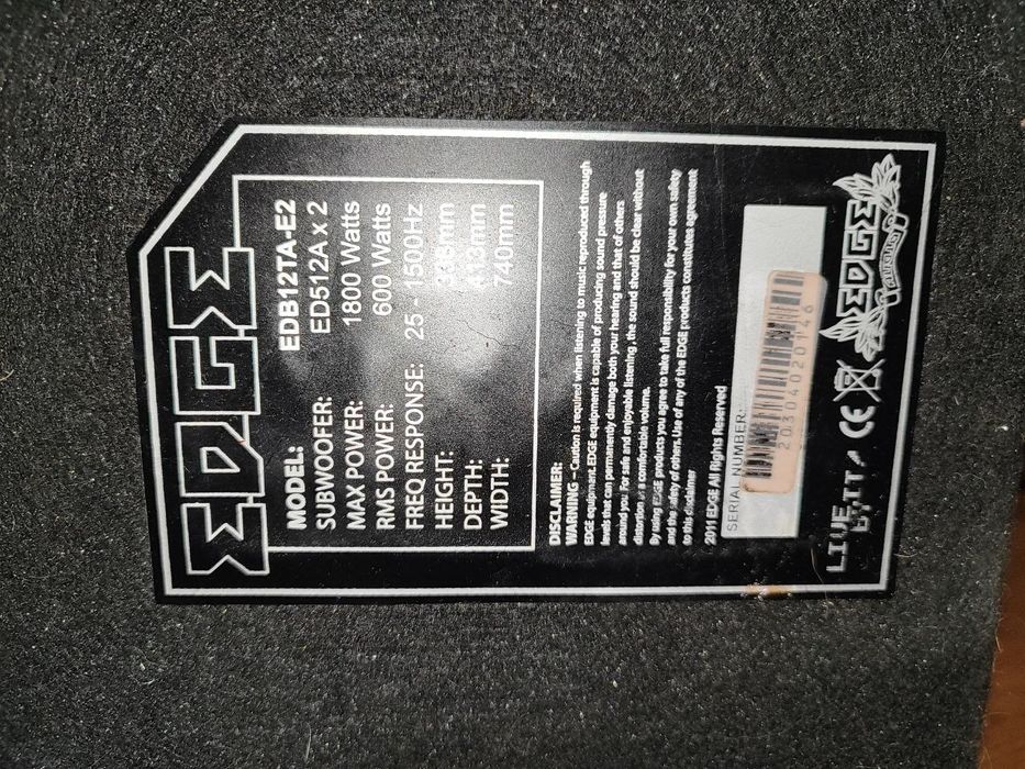 Subwoofer Edge EDB12TA-E2