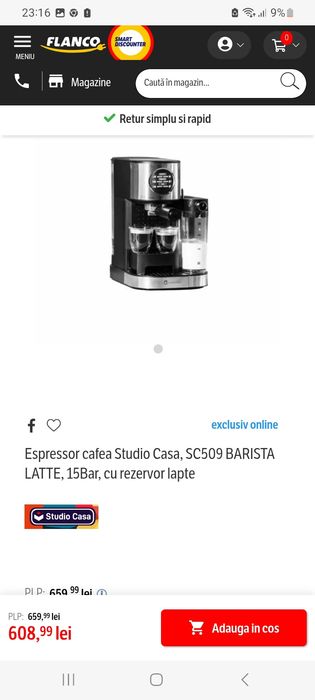 Expressor cafea latte, 15 Bar, 1470 W, 1.2 l,