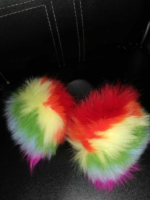 Papuci cu puf fashion