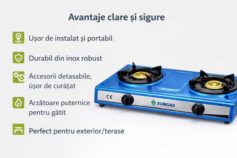 Aragaz Exterior Inox 2 Arzatoare EURGAS