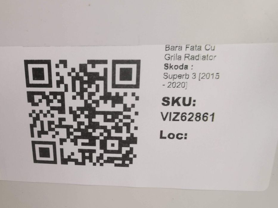 Bara Fata Cu Grila Radiator Skoda  Superb 3 2015 2016 2017 2018 2019 2