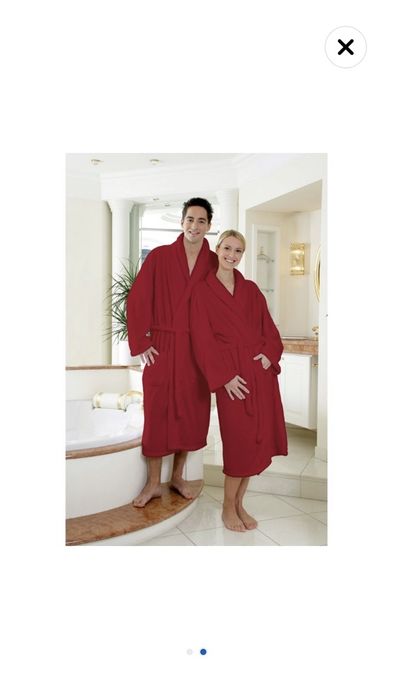 Халат за баня комплект от 2 броя цвят червен размер: S