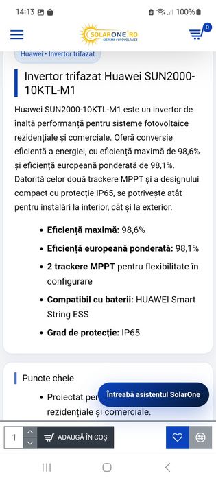 Invertor Huawei 10 kw trifazat