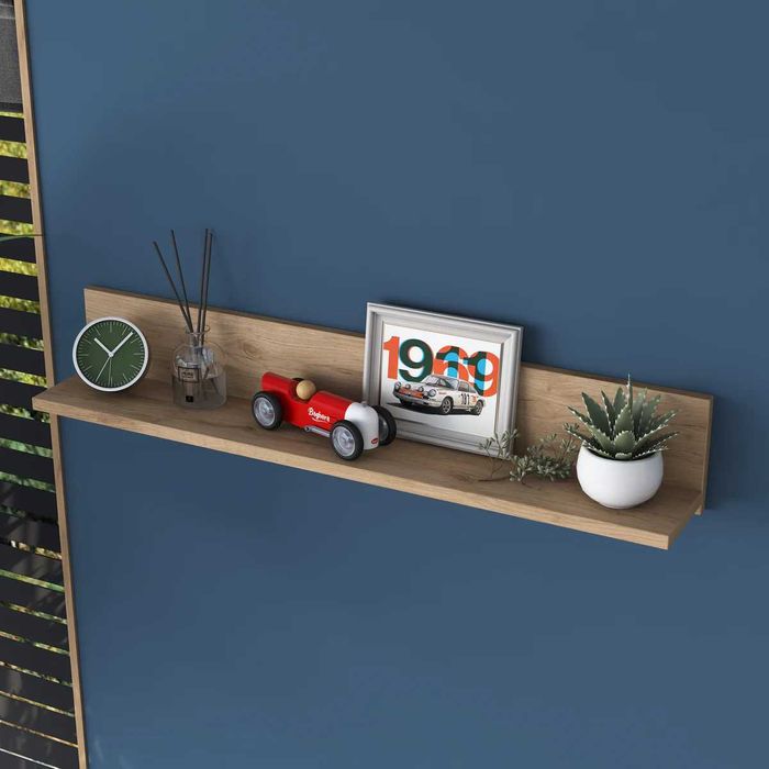 Декоративен стенен рафт Puzzle-home 2637, ПДЧ, Два цветови варианта