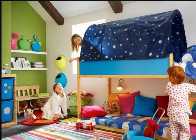 Обръщащо се детско легло, надстройка, палатка, тунел Кура Kura; Икеа