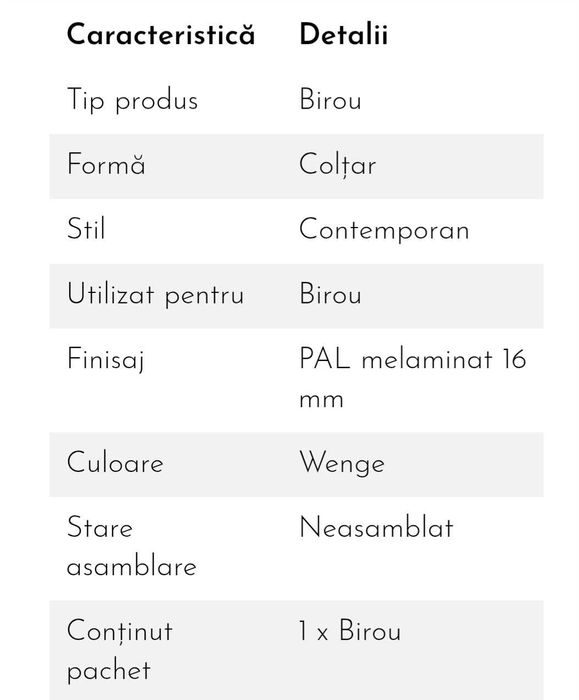 Birou de colț nou, nedesfăcut din cutie.