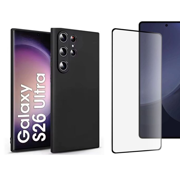 Husa Silicon Slim si Folie Sticla Curbata6D Samsung S26 S25 PLUS ULTRA
