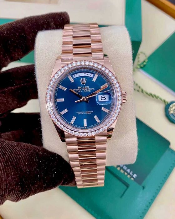 rolex day-date 36mm розово злато/синьо