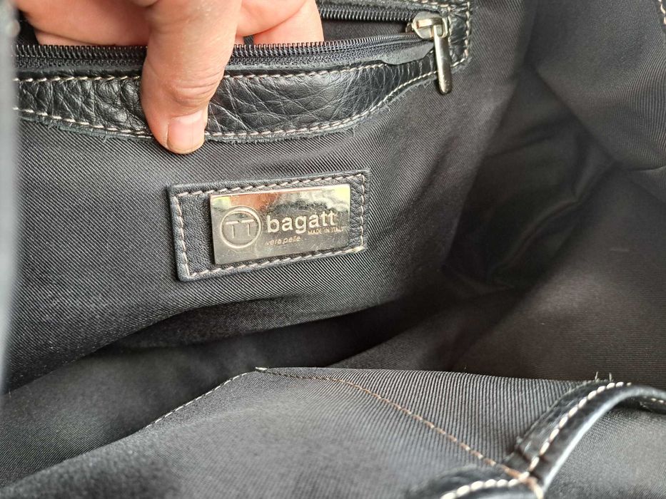 дамска чанта,TT.BAGATT голяма черна торба-естествена кожа