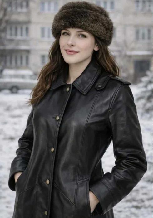 Palton dama piele naturala ROVEX, romanesc– CA NOU, Elegant, Clasic