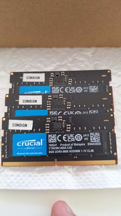 Memorie SO-DIMM Crucial CT8G56C46S5, 8GB, DDR5-5600MHz, CL46