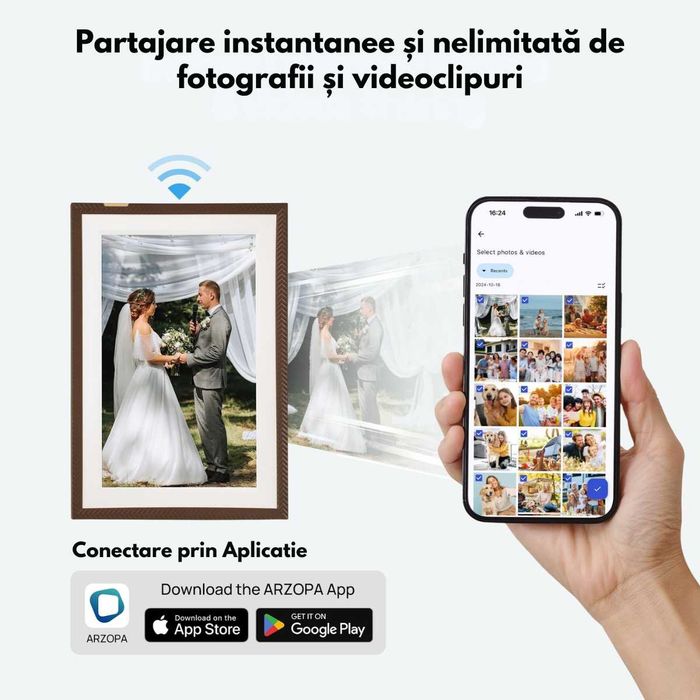 Rama Foto Digitala Wifi, Ecran IPS HD 10.1 inch, Memorie 32GB,Qova D10