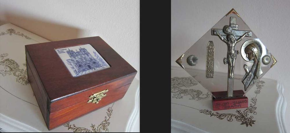 cadou rar Cutie Caseta lemn +  Suvenir Catedrala Braga Portugalia 1960