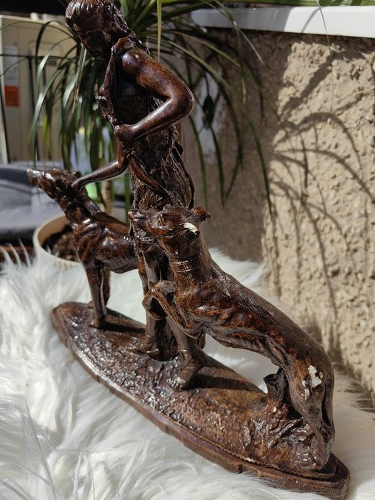 Ретро статуетка „Богиня Диана с хрътки“ | Art Deco Diana Goddess Statue | Винтидж