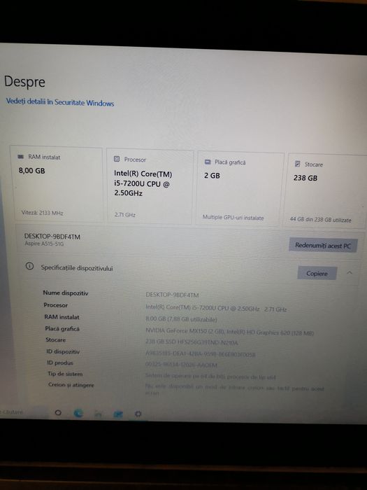 Acer aspire 5 model gaming core I5 video dedicat, ssd DDR 4