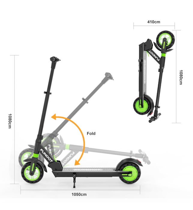 Trotineta electrica Fundot, 3 trepte viteza, pliabila, LCD, 25km/h/max