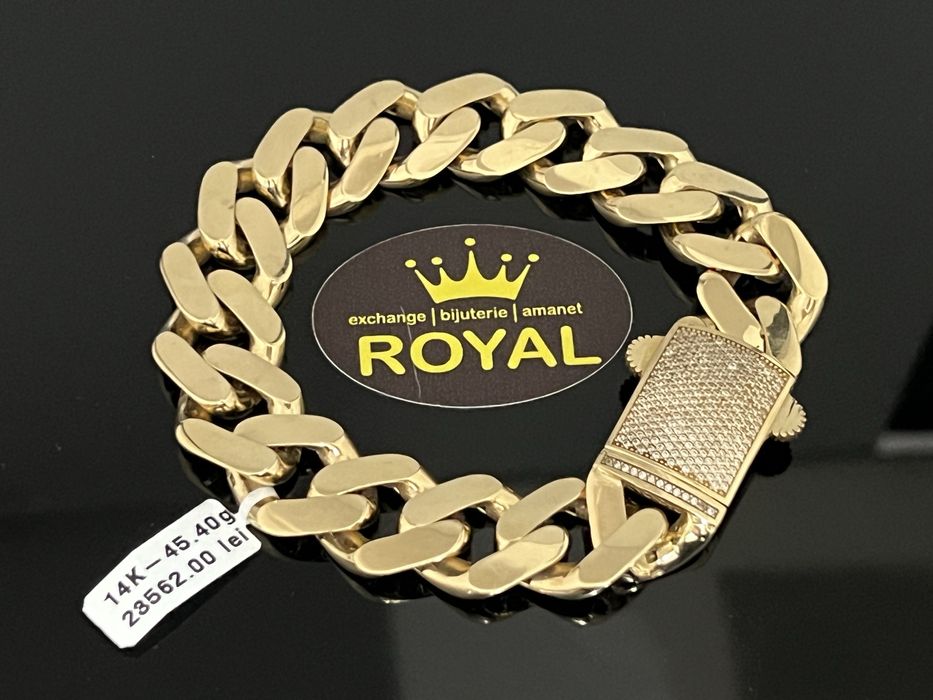 Bijuteria Royal CB : Bratara cuban monaco aur 14K 585  45,40 grame