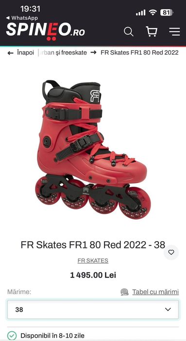 Role FreeRide FR 1 Skates 80 Red mărime 38
