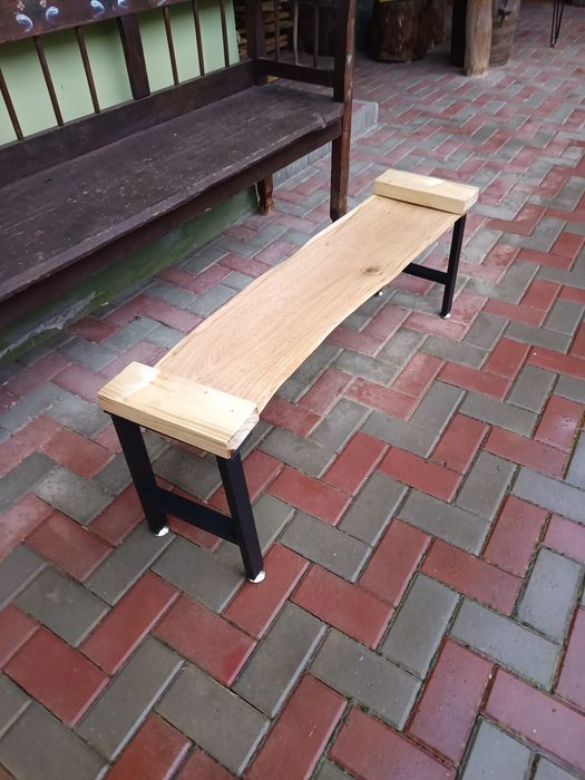 Banca hol , cuier blat stejar și picioare metalice reglabile