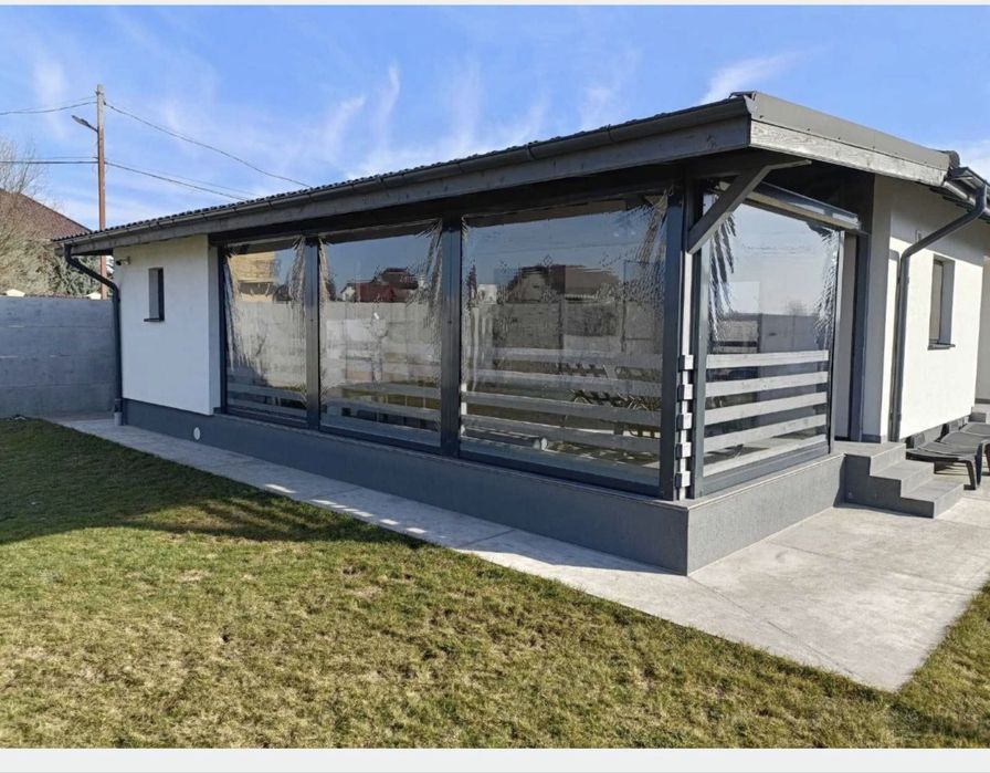 Folie terasa premium transparenta cu caseta si ghidaje aluminiu-set