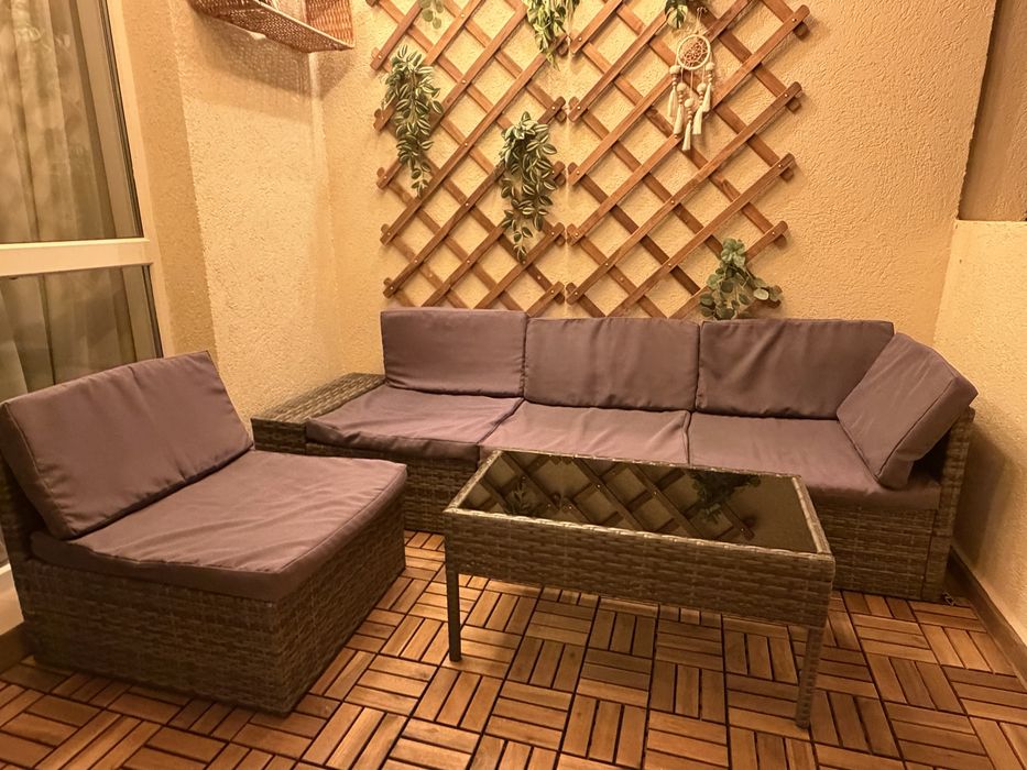 Coltar terasa ratan 4 locuri, cu masa