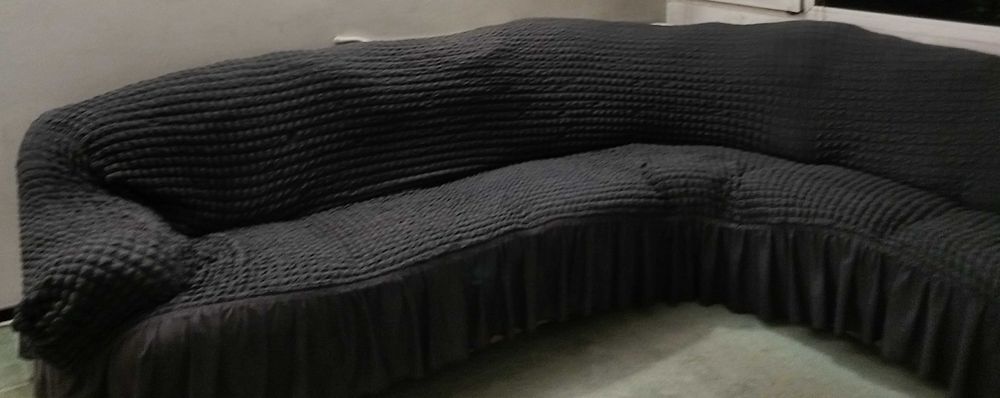 Голям сив еластичен калъф за ъглов диван