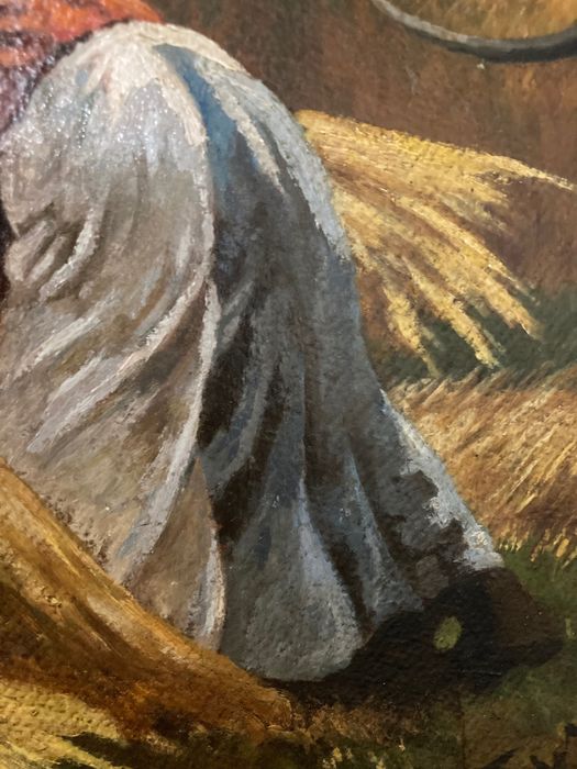 Tibor Erno, Secerișul grâului, tablou vechi romanesc, ulei pe carton