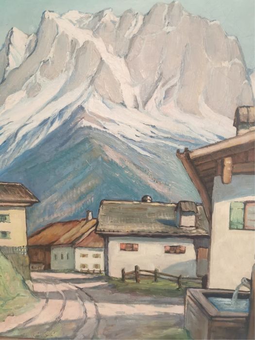 Антикварна картина масло платно рамка авторска подписана