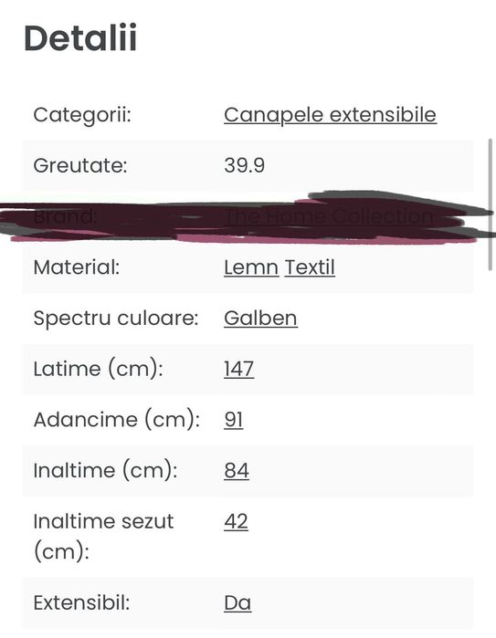 Canapea gri/extensibila 2 persoane